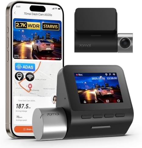 Front recording camera with ADAS alerts
