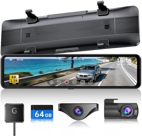 Gray mirror dash cam with detached camera