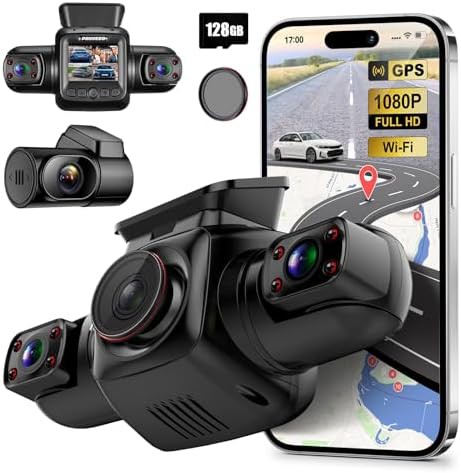 Four channel dash cam with CPL filter