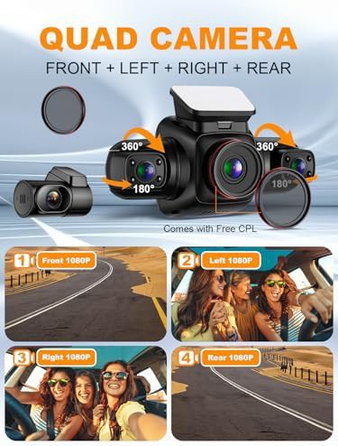 Four channel dash cam with CPL filter — photo 3