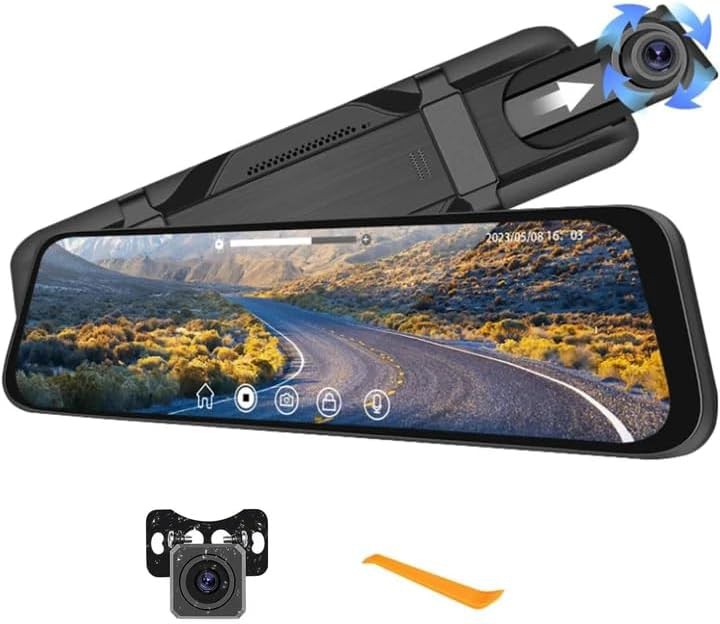 Large touchscreen mirror dash cam system