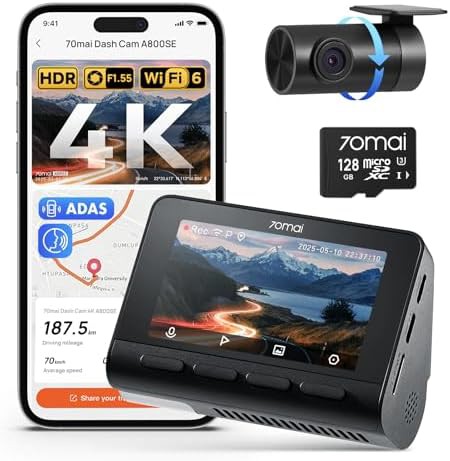 Dual 4K dash cam with 128GB card