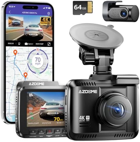 Dual channel 4K dash cam with WiFi