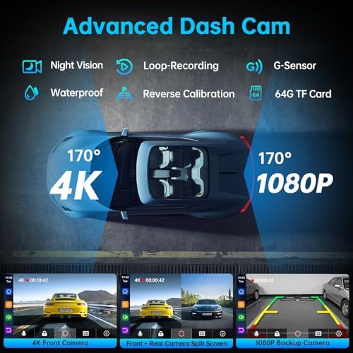 Nine inch CarPlay screen with dash cam — photo 4