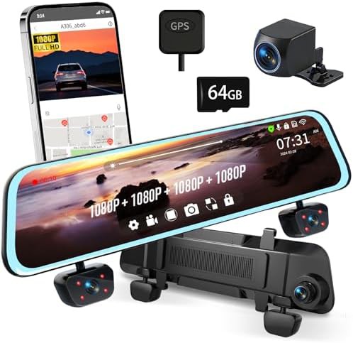 Four channel mirror dash cam 12 in