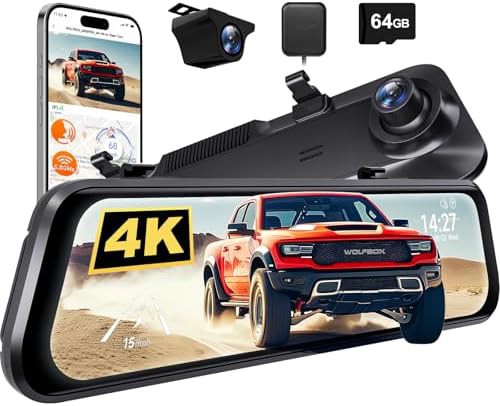 Mirror dash cam with 64gb card