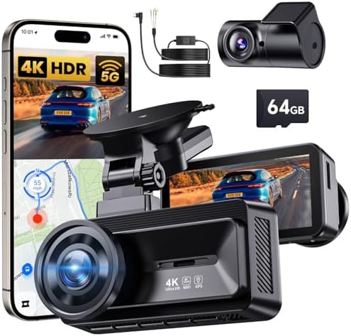 Dual 4K dash cam with 3 in screen