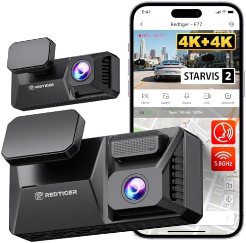 Dual 4K dash cam with internal storage