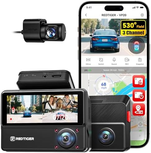 Touch screen three channel dash cam