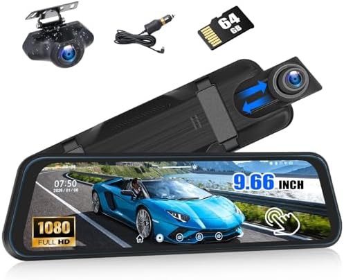 Rear view mirror dash camera 9.66 in