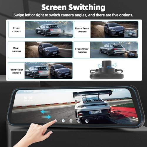 Rear view mirror dash camera 9.66 in — photo 3