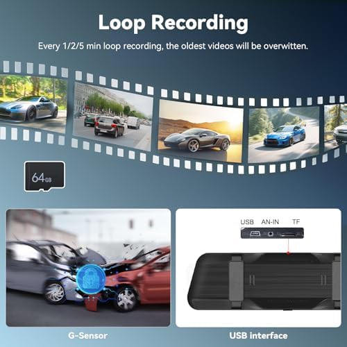 Rear view mirror dash camera 9.66 in — photo 5