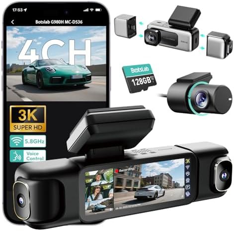 Botslab 4 channel 360 degree dash cam with 128GB card