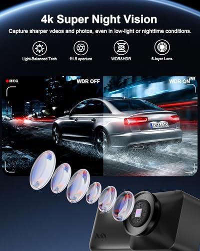 Front 4K dash camera with car charger — photo 3