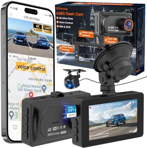 Voice control 4K dash cam with WiFi
