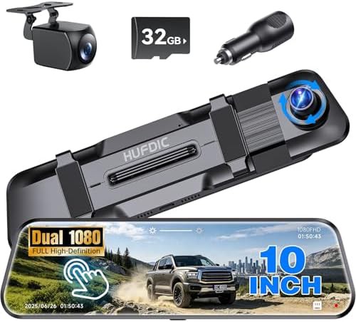 Ten inch mirror 1080p touch screen camera