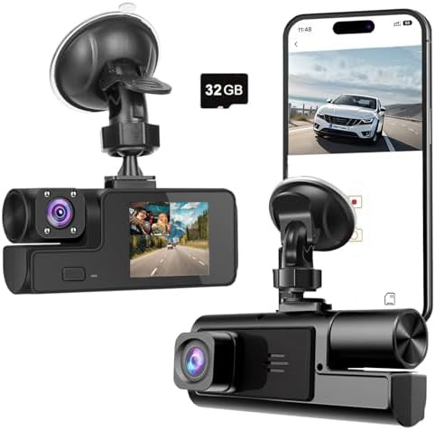 Dual channel WiFi dash cam with card