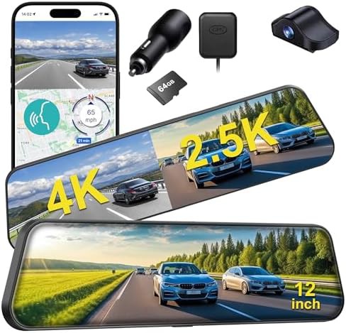 Twelve inch mirror camera with smart assistance