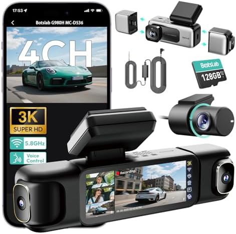 Botslab 4 channel 360 degree dash cam with hardwire kit