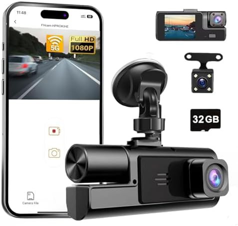 Three channel WiFi dash camera with card