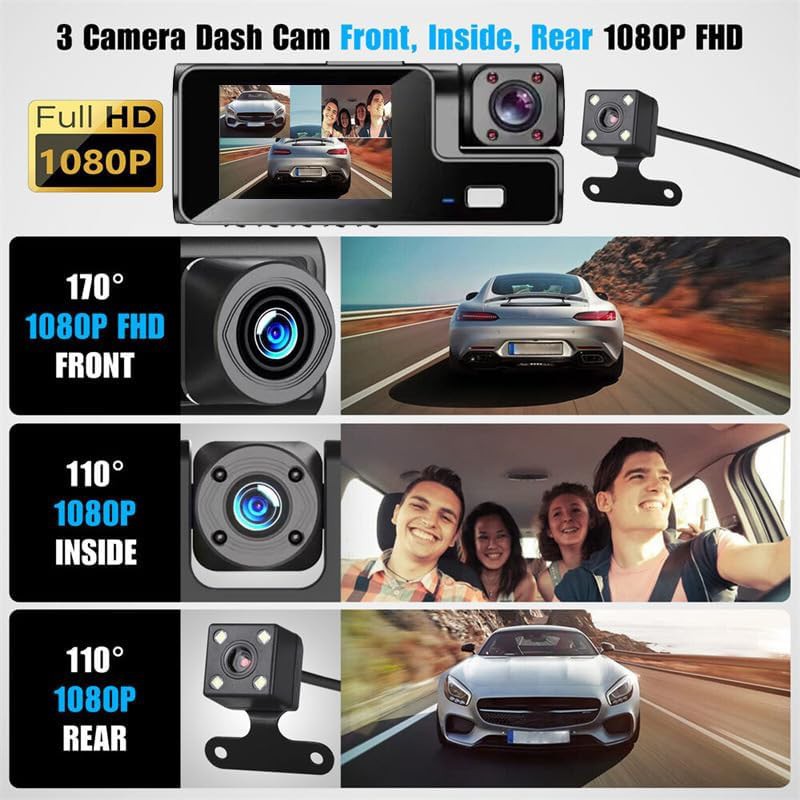 Three channel WiFi dash camera with card — photo 3