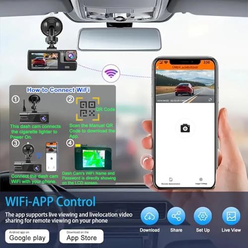 Three channel WiFi dash camera with card — photo 4