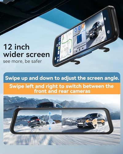 Twelve inch mirror 4k carplay camera — photo 5