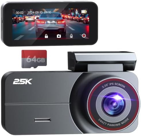 Black front and rear dash cam with gps