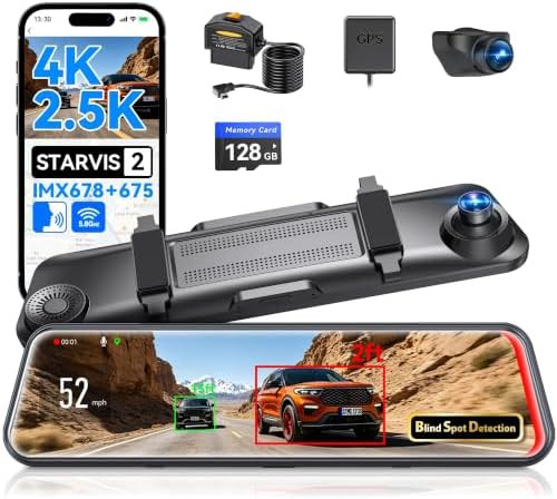 Mirror dash cam with 4K and GPS